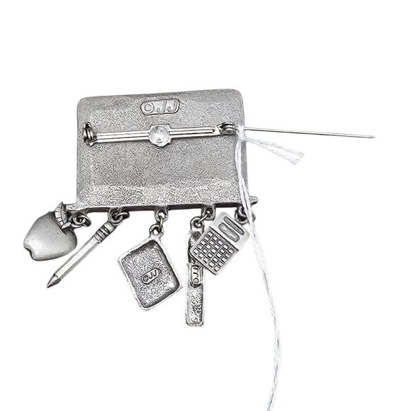 JJ Jonette Jewelry Vintage Silver Tone Math Teachers Classroom Charms Brooch Pin - Picture 3 of 4